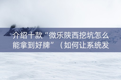 介绍十款“微乐陕西挖坑怎么能拿到好牌”（如何让系统发好牌)