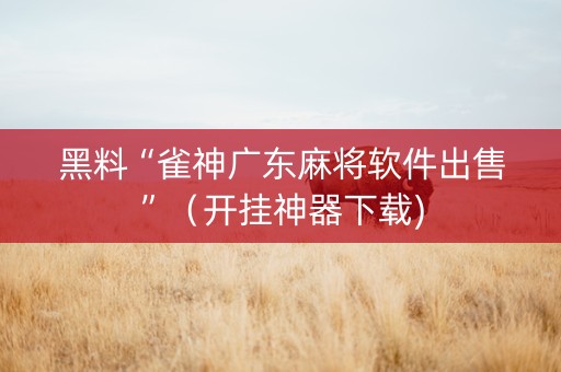 黑料“雀神广东麻将软件出售”（开挂神器下载)