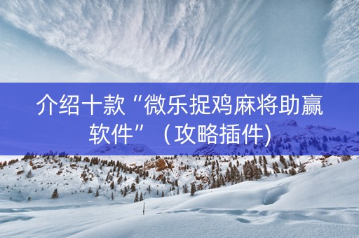 介绍十款“微乐捉鸡麻将助赢软件”（攻略插件)