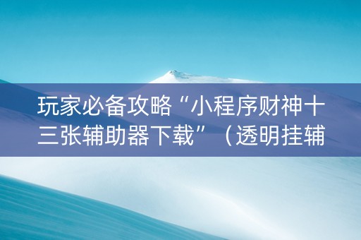 玩家必备攻略“小程序财神十三张辅助器下载”（透明挂辅助器)