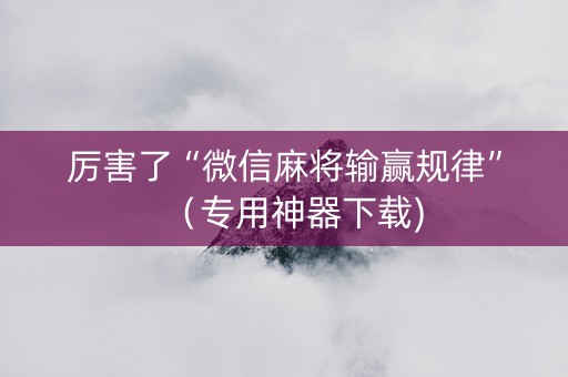 厉害了“微信麻将输赢规律”（专用神器下载)