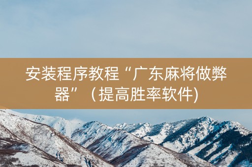 安装程序教程“广东麻将做弊器”（提高胜率软件)