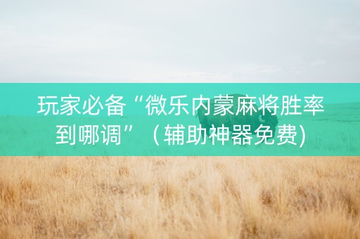 玩家必备“微乐内蒙麻将胜率到哪调”（辅助神器免费)