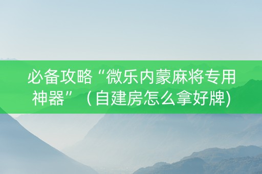 必备攻略“微乐内蒙麻将专用神器”（自建房怎么拿好牌)