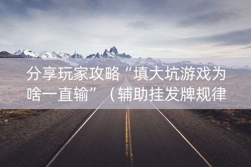 分享玩家攻略“填大坑游戏为啥一直输”（辅助挂发牌规律)