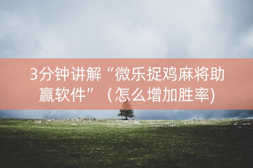 3分钟讲解“微乐捉鸡麻将助赢软件”（怎么增加胜率)