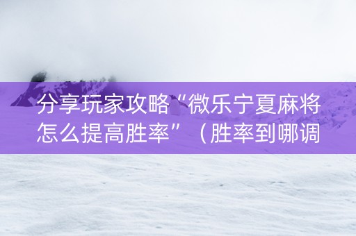 分享玩家攻略“微乐宁夏麻将怎么提高胜率”（胜率到哪调)