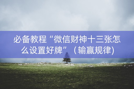 必备教程“微信财神十三张怎么设置好牌”（输赢规律)