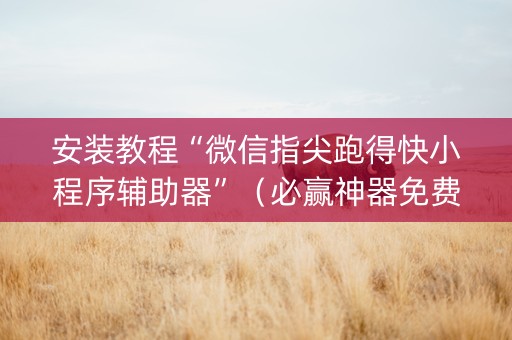 安装教程“微信指尖跑得快小程序辅助器”（必赢神器免费安装)