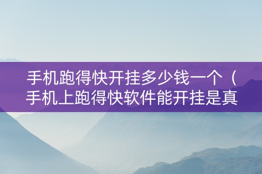 手机跑得快开挂多少钱一个（手机上跑得快软件能开挂是真的吗）