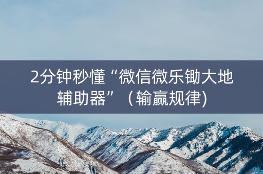 2分钟秒懂“微信微乐锄大地辅助器”（输赢规律)