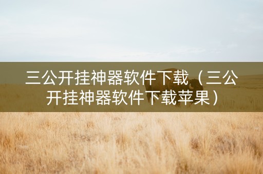 三公开挂神器软件下载（三公开挂神器软件下载苹果）