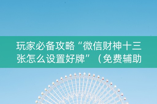 玩家必备攻略“微信财神十三张怎么设置好牌”（免费辅助)