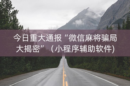 今日重大通报“微信麻将骗局大揭密”（小程序辅助软件)