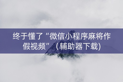 终于懂了“微信小程序麻将作假视频”（辅助器下载)