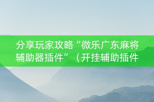 分享玩家攻略“微乐广东麻将辅助器插件”（开挂辅助插件)