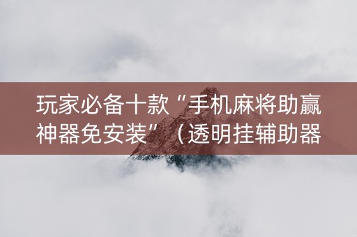 玩家必备十款“手机麻将助赢神器免安装”（透明挂辅助器)