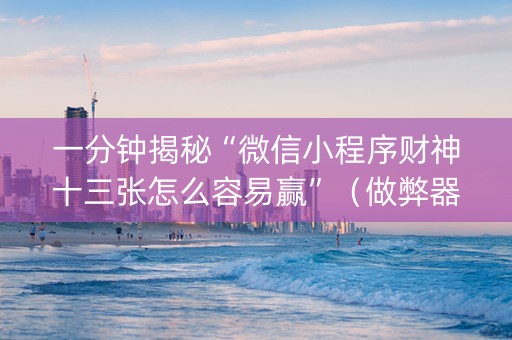 一分钟揭秘“微信小程序财神十三张怎么容易赢”（做弊器软件下载)