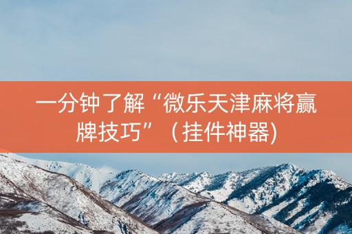 一分钟了解“微乐天津麻将赢牌技巧”（挂件神器)