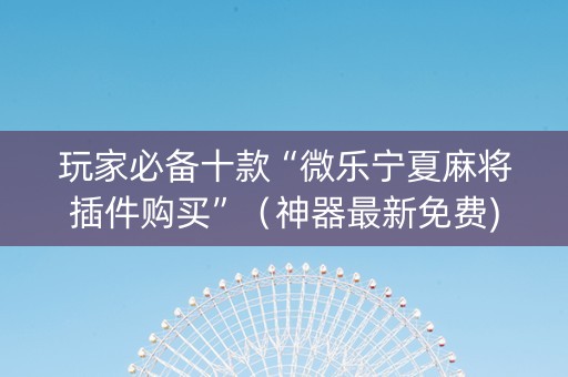 玩家必备十款“微乐宁夏麻将插件购买”（神器最新免费)