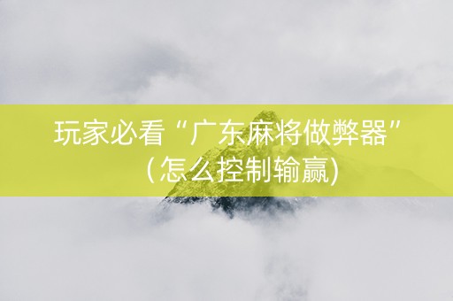 玩家必看“广东麻将做弊器”（怎么控制输赢)