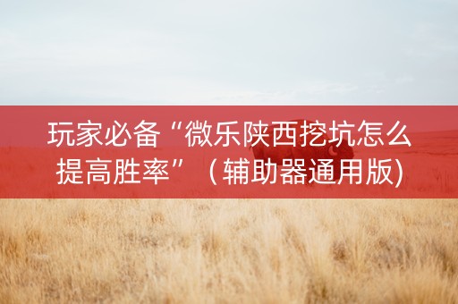 玩家必备“微乐陕西挖坑怎么提高胜率”（辅助器通用版)