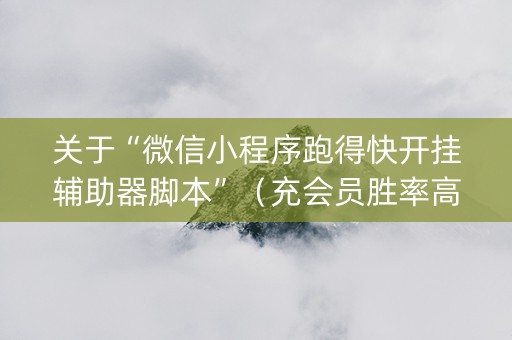 关于“微信小程序跑得快开挂辅助器脚本”（充会员胜率高)