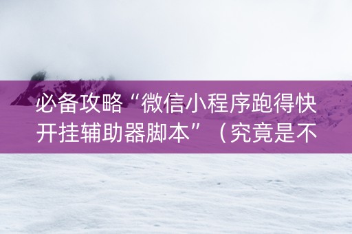 必备攻略“微信小程序跑得快开挂辅助器脚本”（究竟是不是有挂)