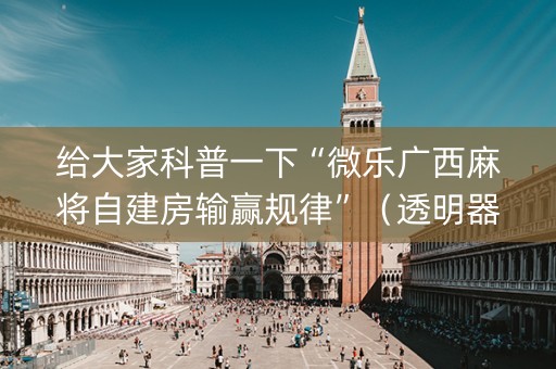 给大家科普一下“微乐广西麻将自建房输赢规律”（透明器教程)
