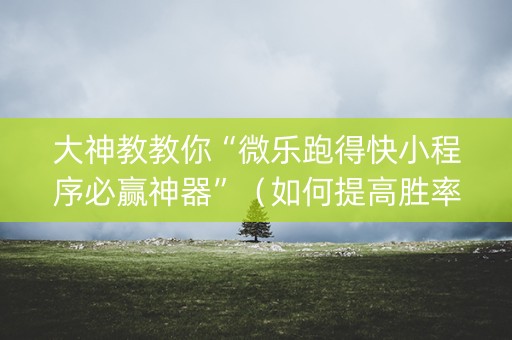 大神教教你“微乐跑得快小程序必赢神器”（如何提高胜率)