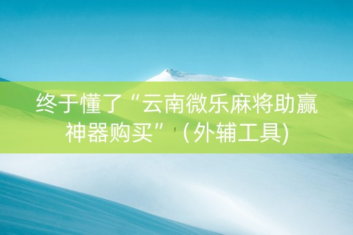 终于懂了“云南微乐麻将助赢神器购买”（外辅工具)
