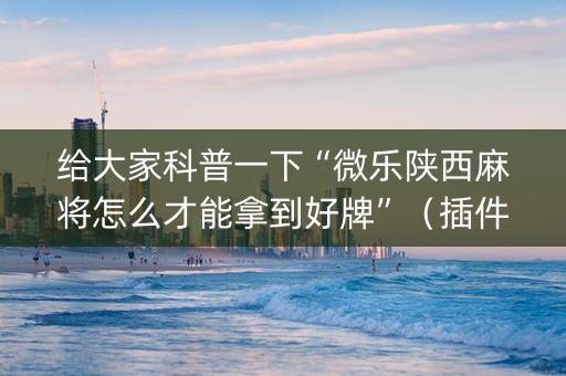 给大家科普一下“微乐陕西麻将怎么才能拿到好牌”（插件开挂免费AI)