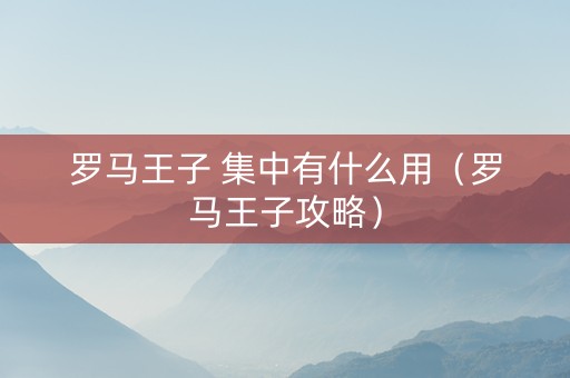 罗马王子 集中有什么用（罗马王子攻略）