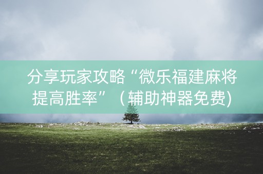分享玩家攻略“微乐福建麻将提高胜率”（辅助神器免费)