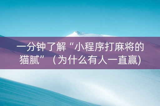 一分钟了解“小程序打麻将的猫腻”（为什么有人一直赢)