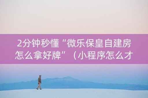 2分钟秒懂“微乐保皇自建房怎么拿好牌”（小程序怎么才会赢)