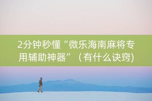 2分钟秒懂“微乐海南麻将专用辅助神器”（有什么诀窍)