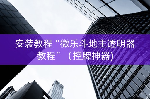 安装教程“微乐斗地主透明器教程”（控牌神器)