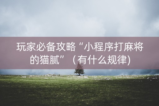 玩家必备攻略“小程序打麻将的猫腻”（有什么规律)