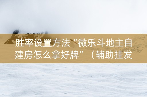 胜率设置方法“微乐斗地主自建房怎么拿好牌”（辅助挂发牌规律)