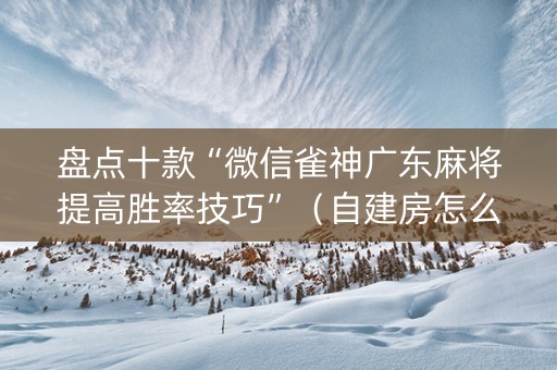 盘点十款“微信雀神广东麻将提高胜率技巧”（自建房怎么赢)