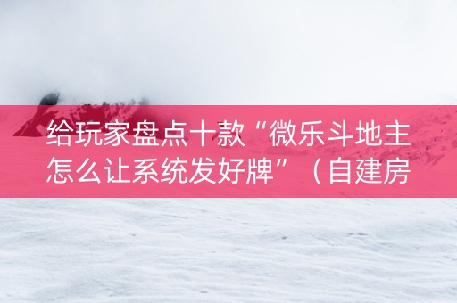 给玩家盘点十款“微乐斗地主怎么让系统发好牌”（自建房怎么赢)