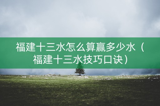 福建十三水怎么算赢多少水（福建十三水技巧口诀）