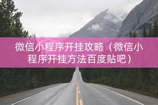 微信小程序开挂攻略（微信小程序开挂方法百度贴吧）