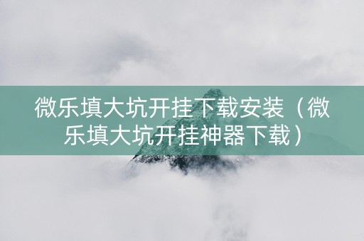 微乐填大坑开挂下载安装（微乐填大坑开挂神器下载）