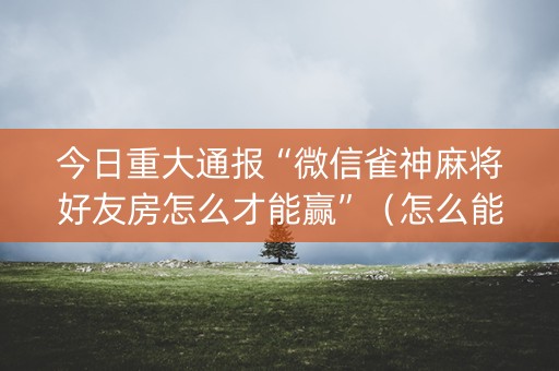 今日重大通报“微信雀神麻将好友房怎么才能赢”（怎么能让牌好一点)
