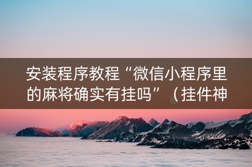 安装程序教程“微信小程序里的麻将确实有挂吗”（挂件神器)