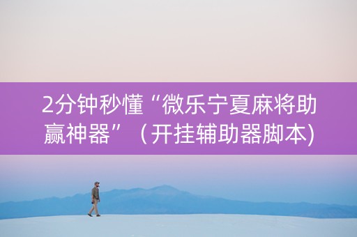 2分钟秒懂“微乐宁夏麻将助赢神器”（开挂辅助器脚本)