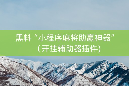 黑料“小程序麻将助赢神器”（开挂辅助器插件)