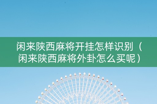 闲来陕西麻将开挂怎样识别（闲来陕西麻将外卦怎么买呢）